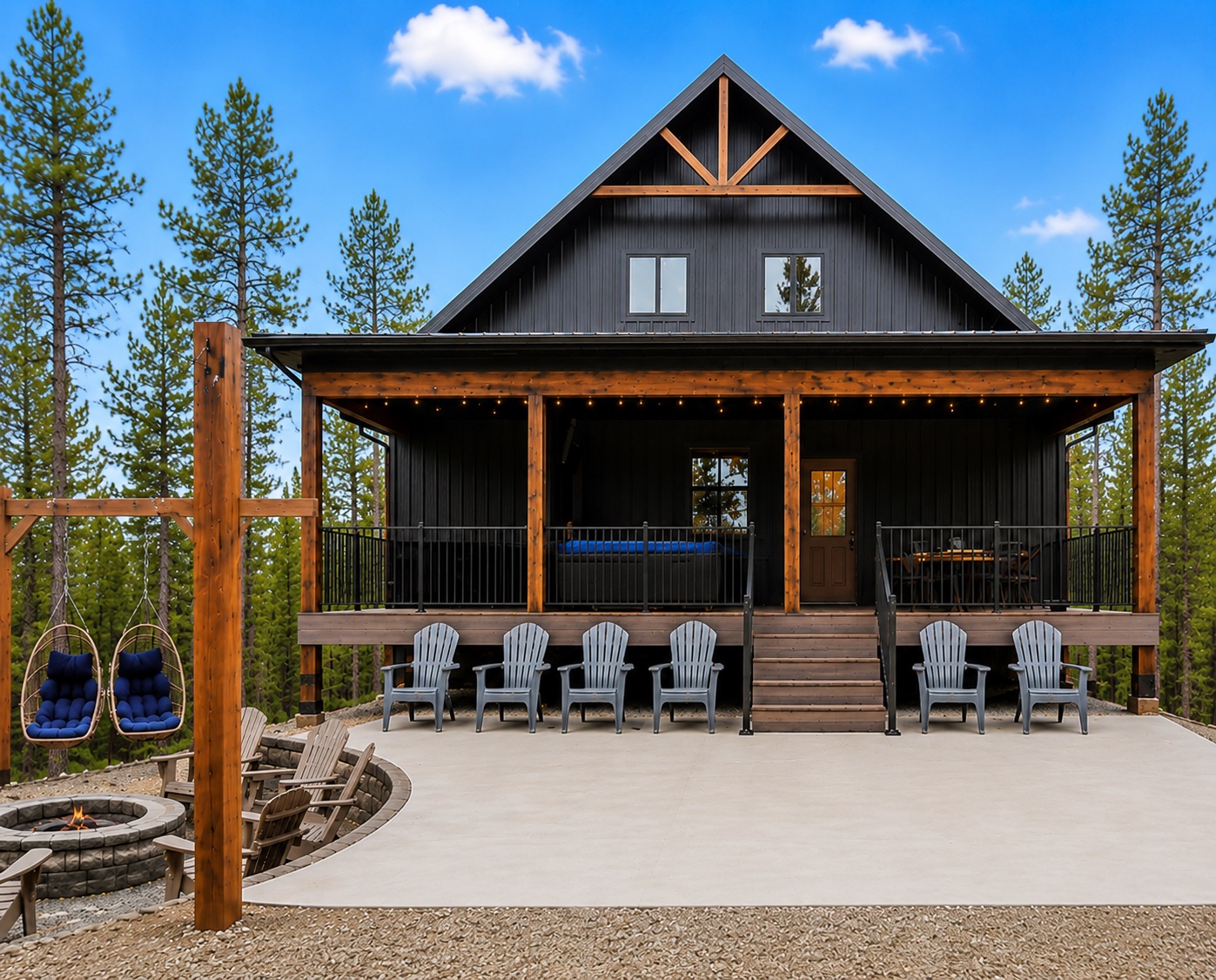 Custom timber home with wraparound porch built by iLevel Construction in the Black Hills, South Dakota
